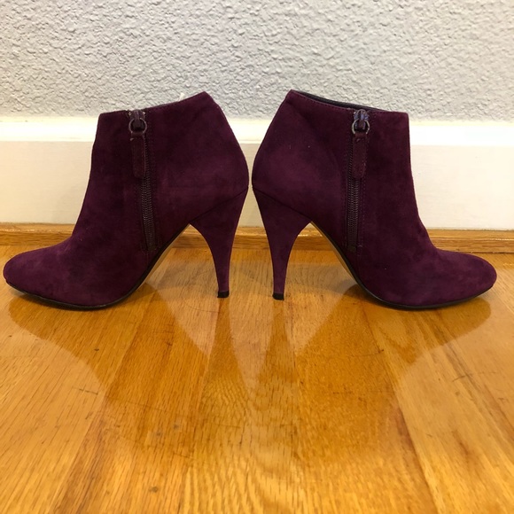 Purple Suede Ankle Booties - Picture 2 of 6